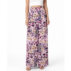 Tobi Women's Pink Floral Wide Leg Pants Size XS Flowy Colorful Breezy Rose